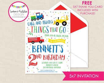 Transportation Birthday Invitation, Things that Go Birthday, Transportation Printables, Transportation Decorations, Lauren Haddox Designs
