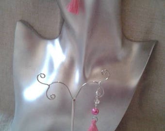 Earrings "pink tassel"