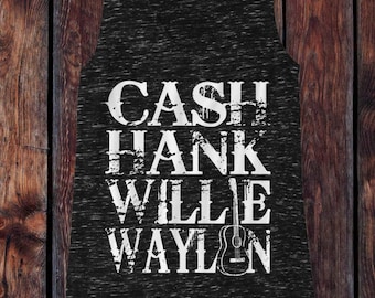 Johnny Cash, Hank Williams, Willie Nelson, Waylon Jennings - Icons of Country Music Southern Style Tank Top - Ink Printed