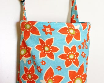 Nursing Cover Up - Aqua Orange Flower Blossom - Perfect for the Modest Nursing Mom