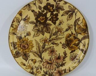 Vintage Round Floral Arnold Design Fibreglass Serving Tray, Retro Drinks Tray, Round Serving Tray