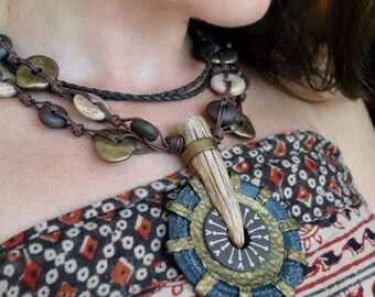 Tribal necklace Tribal pendant Tribal jewelry Ethnic Pendant Ethnic necklace Ethnic jewelry Boho pendant Boho necklace Black necklace