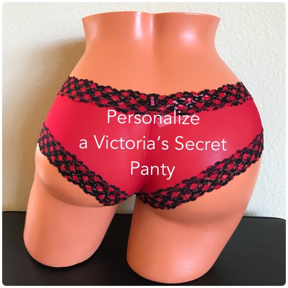Custom Panties Victoria's Secret Red Buffalo Check AllOver Lace Cheekster Personalize for You, Bachelorette, Birthday or a Stocking Stuffer