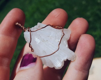 Wire Wrapped Quartz Crystal Pendant