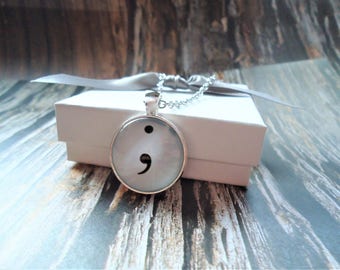 Semicolon Necklace or Key-chain | Funny Gift, Teacher Gift, English Teacher, Language, Punctuation Mark