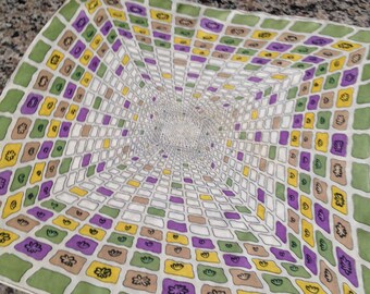 Silk Scarf with Descending Square Design