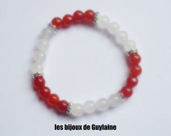 Chunky agate and jade stone Stretch Bracelet, Crystal