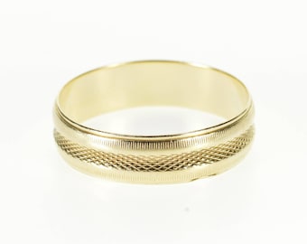 14k Crosshatch Pattern Grooved Trim Wedding Band Ring Gold