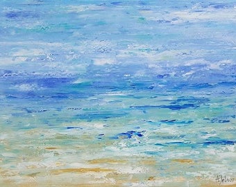 Beach art Beach artwork Abstract beach painting Abstract seascape oil painting Original oil painting Seascape painting Beach vacation 18x24"