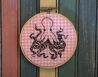 Octopus Embroidery Hoop - 4 inch