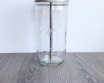 24 oz Mason Jar Tumbler, Glass Tumbler, Stainless Steel Straw