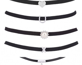 Leather & Suede Chokers With Charms