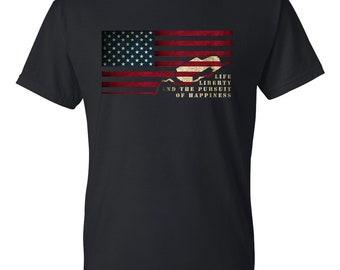 Jeep Flag Shirt, Jeep Shirt, Jeep Mountain Tee, American Flag Jeep Tee, Life Liberty and the pursuit of happiness, America, Merica, Flag Tee