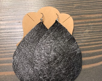 Charcoal metallic teardrop earrings
