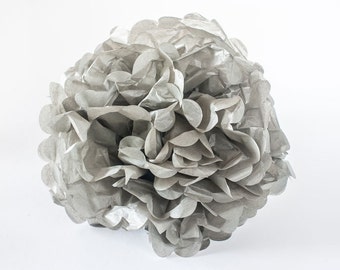 CLEARANCE - Grey tissue paper Pom Pom. 12". Paper decorations. Party decor. Tissue poms. Hanging party decoration. Hanging decor.