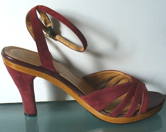 Vintage Made in Italy Socialites Suede Ankle Strap Shoes Size 5 US