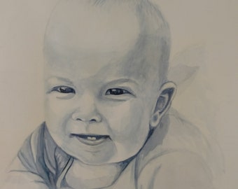 Custom watercolor children's portrait