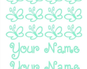 Butterfly and Name Decal/Sticker Set for Bikes