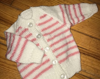Pink and White Stripe Cardigan
