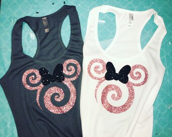 Disney Tank top. Disney Family Shirts MIckey Rose Gold Sparkle Ears