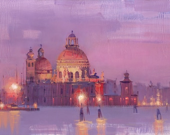 Venice purple Purple evening Evening art Evening paint Evening paintings Evening landscape Evening sky Evening cloud Evening cathedral