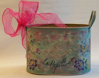 Medium Metal Planter "LE PAPILLON" from Springtime in Paris collection