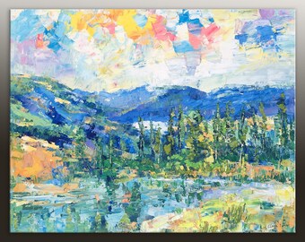 Oil Painting, Large Landscape Painting, Canvas Painting, Canvas Wall Art, Living Room Wall Decor, Abstract Landscape Painting, Contemporary