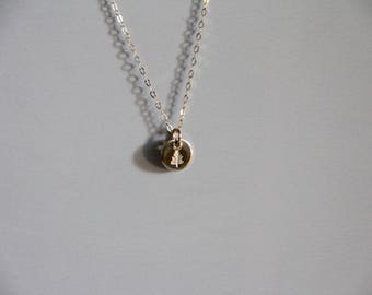 Gold Filled Evergreen Disc || Gold filled Stamped Necklace