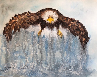 Eagle watercolor illustration Original 11"x14"