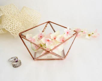 Glass Box, Wedding Gift, Wedding Ring Box, Glass Terrarium, Clear Glass Planter Geometric Box