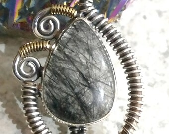 Black Rutile Quartz Pendant Necklace