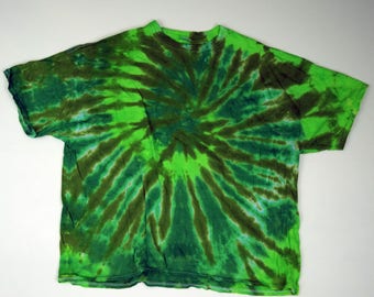 Green Pond Spiral Tie Dye T-Shirt (Gildan Ultra Cotton Size 4XL) (One of a Kind)