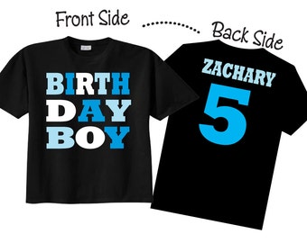 Birthday Boy Shirts and Tshirts for Fifth Birthday or any Birthday on BLACK Shirt