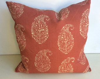 Peter Dunham Kashmir Paisley Fabric Pillow with Linen Back