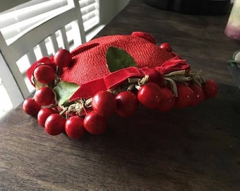 Vintage 1950s cherry red hat