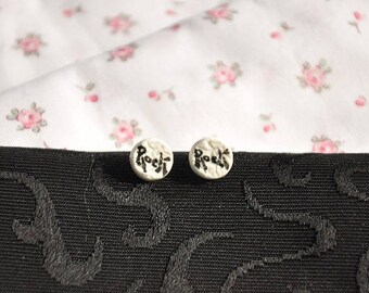 Earrings black/off-white porcelain Limoges