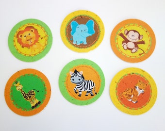 Baby Safari 2-inch Circle Tags (Tree-Free Banana Paper!)