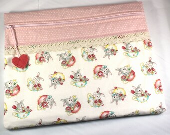 Bunny in Teacup Cross Stitch Embroidery Project Bag