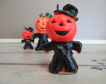 RESERVED Small Gurley Jack O Lantern Halloween Candle Novelty Candle Pumpkin Candle Vintage Halloween Collectible Gurley Candles Vintage