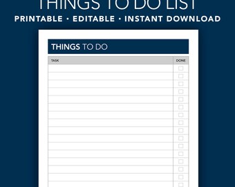 Editable Things To Do - Things To Do List - Things To Do Form - Printable - Editable - Nursing for the Soul