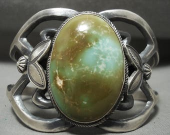 Important Huge Natural Damale Turquoise Harry Morgan Silver Bracelet