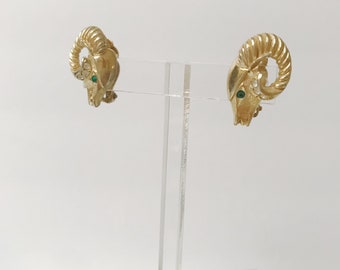Beautiful Kenneth Jay Lane for Avon Rams Head Earrings