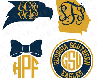 Georgia Southern Vinyl Decal - Monogram GSU Sticker - Georgia Southern University