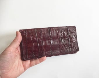 Vintage Maroon Burgundy Ladies Leather Wallet / Vintage Leather Wallet / Vintage Eelskin Wallet /Red Pebbled Leather Wallet