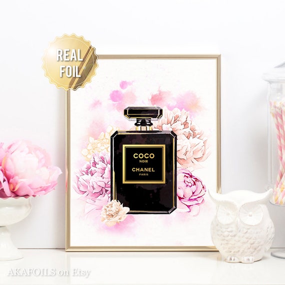 Chanel Print Chanel Perfume Poster Watercolor Coco Chanel Noir