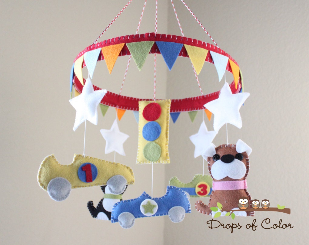 Baby Crib Mobile Baby Mobile Race Car & Dogs Mobile
