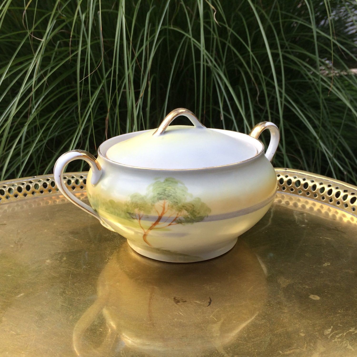 Vintage Nippon China Bowl and Lid. Early 1900s Hand Painted Nippon China Vintage Nippon China Bowl and Lid. Early 1900s Hand Painted Nippon China