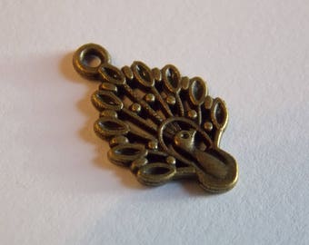 Bronze metal Peacock charm