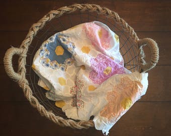 White Flower Garden Quilt Top Layer/ White Flower Garden Quilt Top Piece/ White Flower Garden Cutter Quilt Piece
