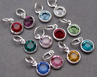 Swarovski Crystal Birthstone Charms, 6mm Swarovski Channel Charms, Stitch Markers, Bracelet Necklace Charms, Personalized Jewelry
